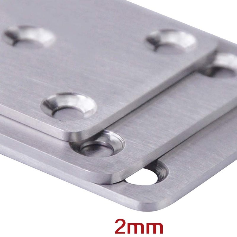 Hyever 3 Pieces Flat Straight Brace Bracket Steel Metal Mending Fixing Plate,Brushed Finish 5.4" Ã— 1.9" Ã— 0.08" - Image 3